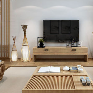 VOFFOV® Bamboo Weaving Hut Shaped Standing Floor Lamps, No Bulb