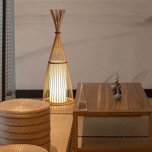 VOFFOV® Bamboo Weaving Hut Shaped Standing Floor Lamps, No Bulb