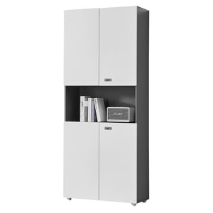 78'' H Tall Office Storage Cabinet Pantry with Doors & Open Shelves