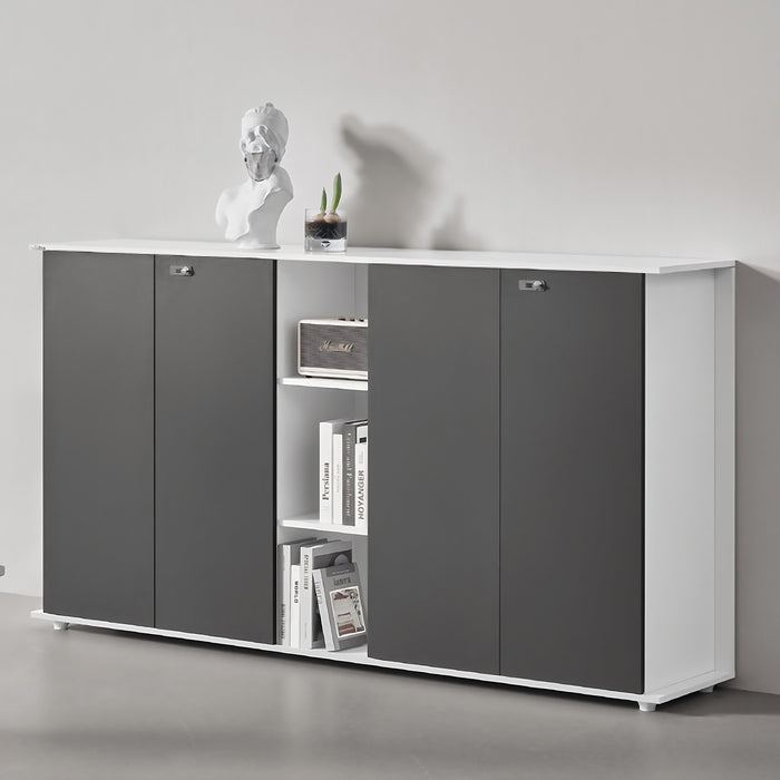 Wide 2 - Shelf Storage Cabinet with 4 Doors & Combination Lock