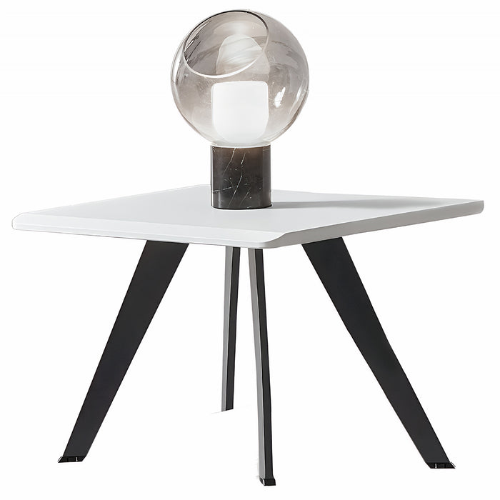Square Wood Top Coffee Table with Metal Legs