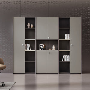 High Height Office Storage Cabinet Pantry with Doors & Open Shelves