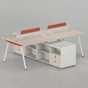 VOFFOV® 4 Person Workstation Desk with Storage