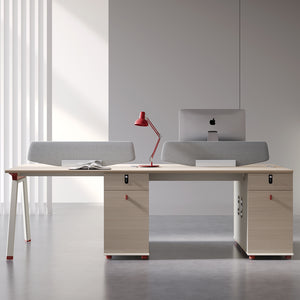 VOFFOV® 4-person Modular Office Workstation with Metal Legs, Drawer and Storage