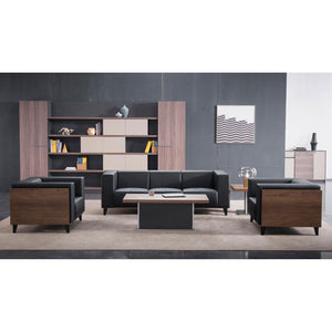 3 Seat Wide Square Arm Sofa MG-366-3S Black