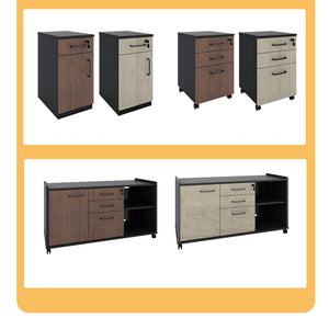 VOFFOV® Rolling Mobile Under Desk Brown Vertical Filing Cabinet with Drawer Lock