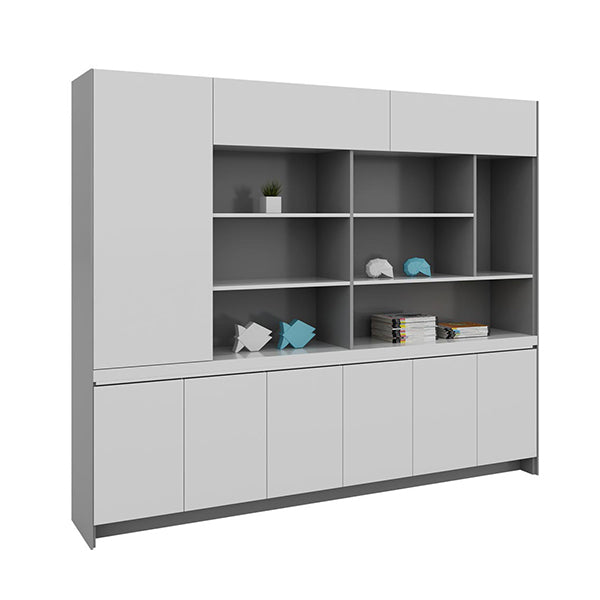 Full Height 3 Shelf Wide Standard Bookcase w/ Wardrobe JS-2013