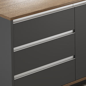 VOFFOV® Office L-Shape Executive Desk with 2 Side Tables