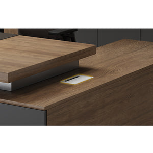 VOFFOV® Office L-Shape Executive Desk with 2 Side Tables