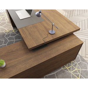 VOFFOV® Office L-Shape Executive Desk with 2 Side Tables