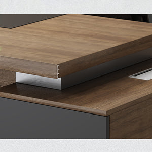 VOFFOV® Office L-Shape Executive Desk with 2 Side Tables