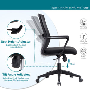 VOFFOV® Sliding Base Black Mesh Task Chair